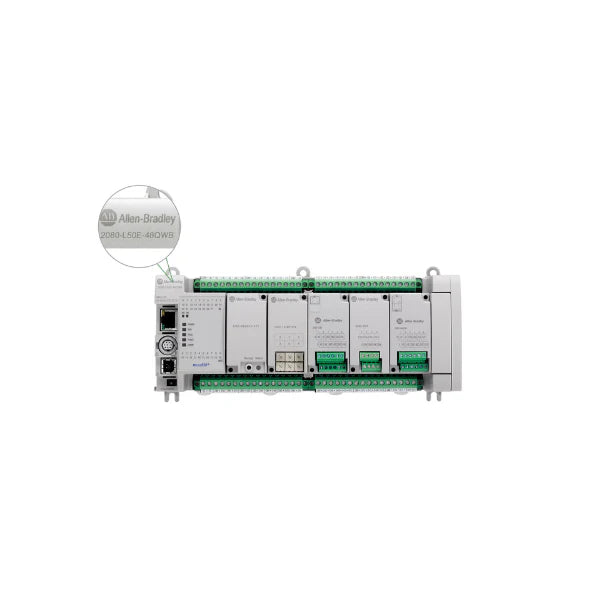 Controlador Allen-Bradley 2080-L50E-48QWB Micro820, 48 I/O digital, Ethernet, para automação industrial escalável