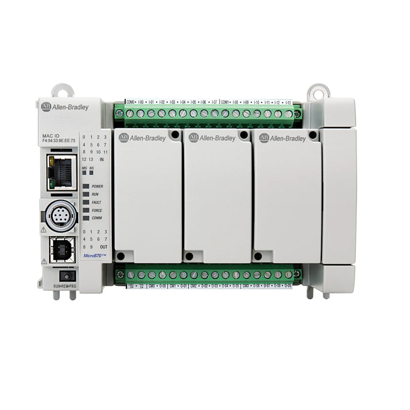 Controlador Allen-Bradley 2080-L70E-24QBB Micro870 com 14 entradas, 10 saídas, 24V DC, Ethernet/IP.