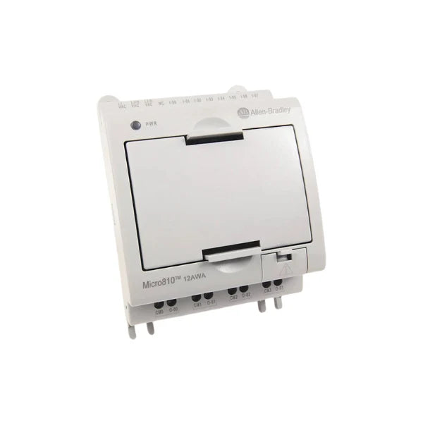 PLC Micro810 Allen-Bradley 2080-LC10-12AWA com 12 I/O, alimentação AC para automação compacta.