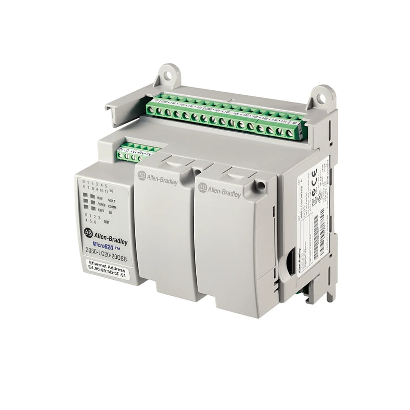 Controlador Allen-Bradley Micro820 com 12 entradas DC, 7 saídas DC, I/O analógico e revestimento especial
