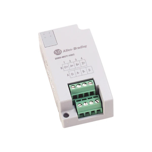 Módulo contador alta velocidade Allen-Bradley 2080-MOT-HSC para PLC Micro800, ideal para controle de movimento.