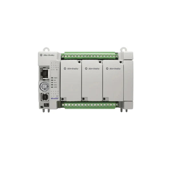 PLC Micro850 2080-LC50-24AWB, 14 entradas AC, 10 saídas de relé, 2 saídas de alta velocidade, controle compacto.