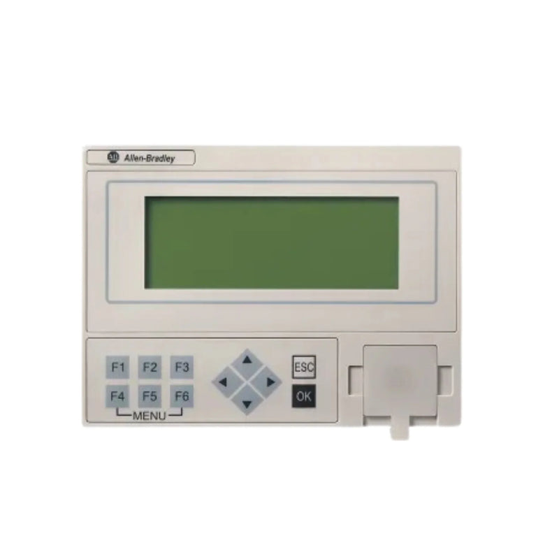 Display LCD remoto Allen-Bradley para controladores Micro820, fácil configuração e interface usuário.