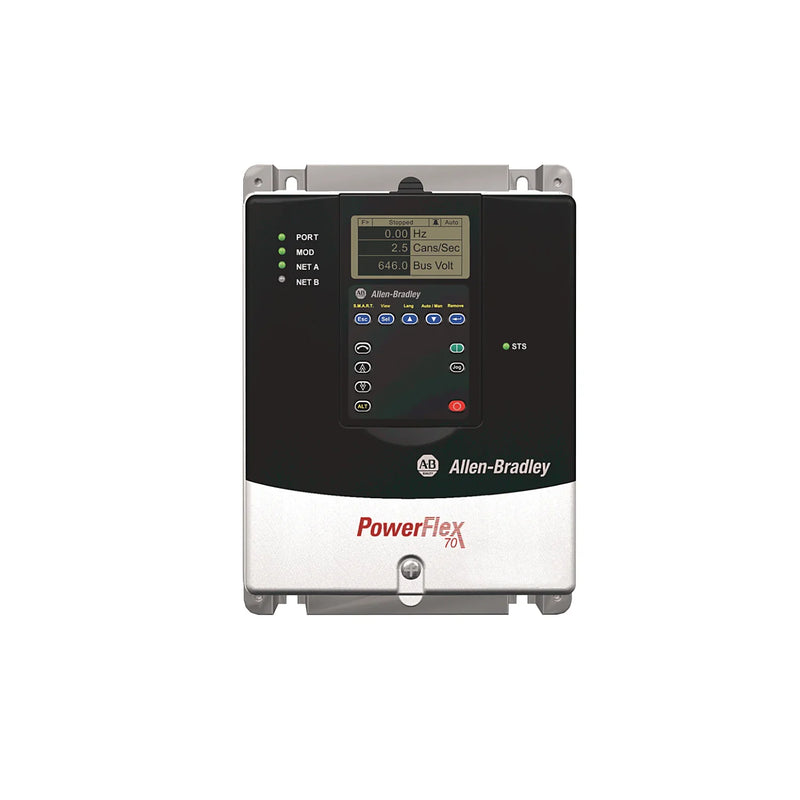 Drive AC Allen-Bradley PowerFlex 70 para aplicações industriais gerais com controle eficiente e design compacto.
