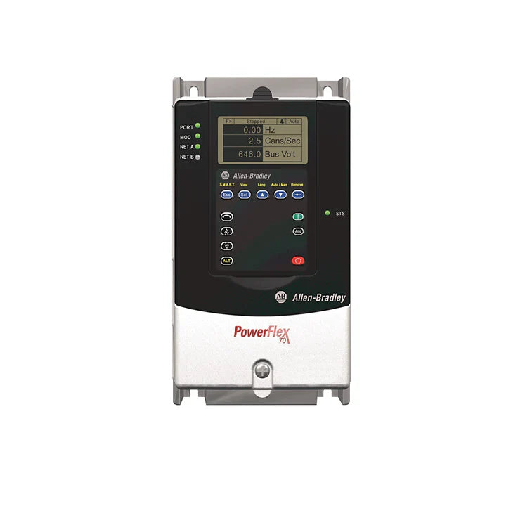 Inversor CA Allen-Bradley 20AD1P1A0AYNNNC0 PowerFlex 70, 1.1A, controle compacto de motor para sistemas de automação industrial.