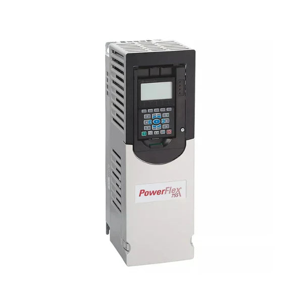 Controle de motor PowerFlex 755, entrada 480V, saída 11A, design refrigerado, uso industrial.