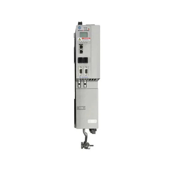 Allen-Bradley 2198-D057-ERS3 servo drive de eixo duplo, 23A, 15 kW, largura de 85mm, sistema de barramento DC de encaixe.