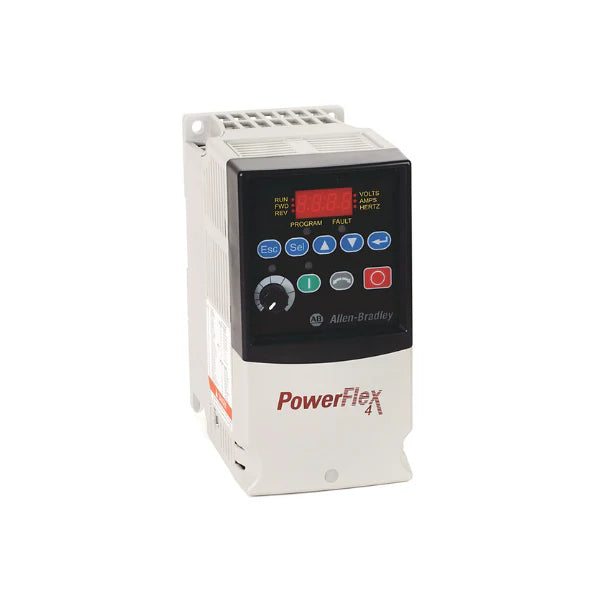Inversor Allen-Bradley 22A-A4P5N104 PowerFlex 4 CA com saída de 1 HP, controle LED e comunicação RS485 integrado.