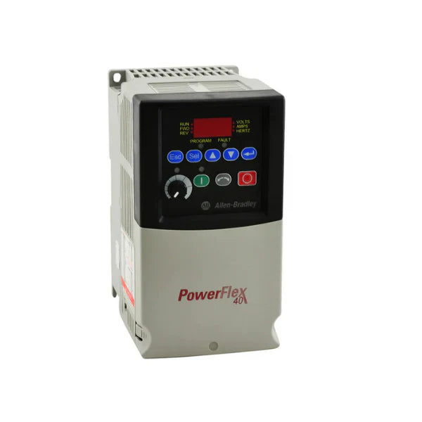 Inversor Allen-Bradley 22B-A5P0N114, PowerFlex 40, 5A, 240V, com filtro EMI, para controle de velocidade de motor compacto.