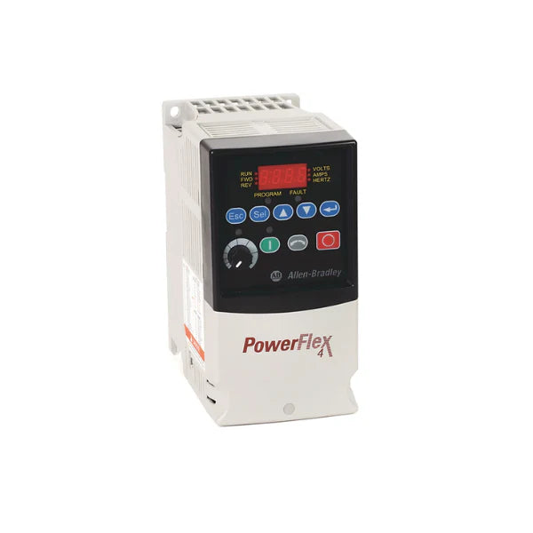 Inversor PowerFlex 4 AC, 120V monofásico, adequado para motores até 1 HP, modelo confiável e compacto.