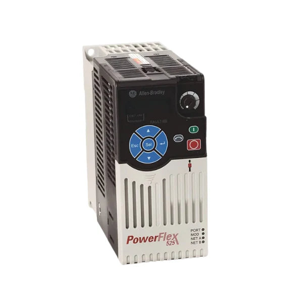 Inversor AC Allen-Bradley PowerFlex 525, 1.5kW, 3-fases, VFD compacto para controle de velocidade de motor.