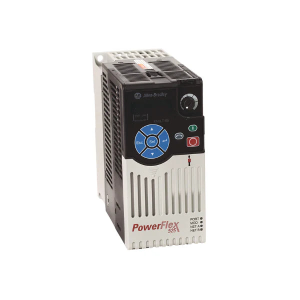 Inversor Allen-Bradley PowerFlex 525, controle motor 3 HP, 4.2A, segurança integrada, EtherNet/IP, alta performance industrial.