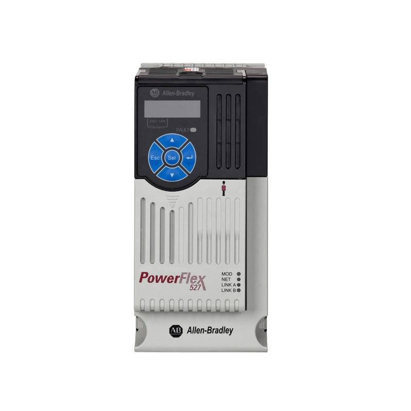 Inversor Allen Bradley PowerFlex 527, 480V, segurança integrada, comunicação EtherNet/IP, controle industrial.