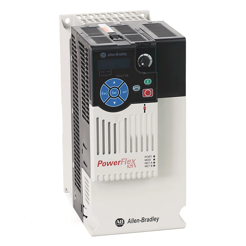 Inversor Allen-Bradley 25B-D017N104 PowerFlex 525 AC, 10 HP, 480V trifásico, 17A, Frame C, IP20, com Ethernet/IP e segurança.