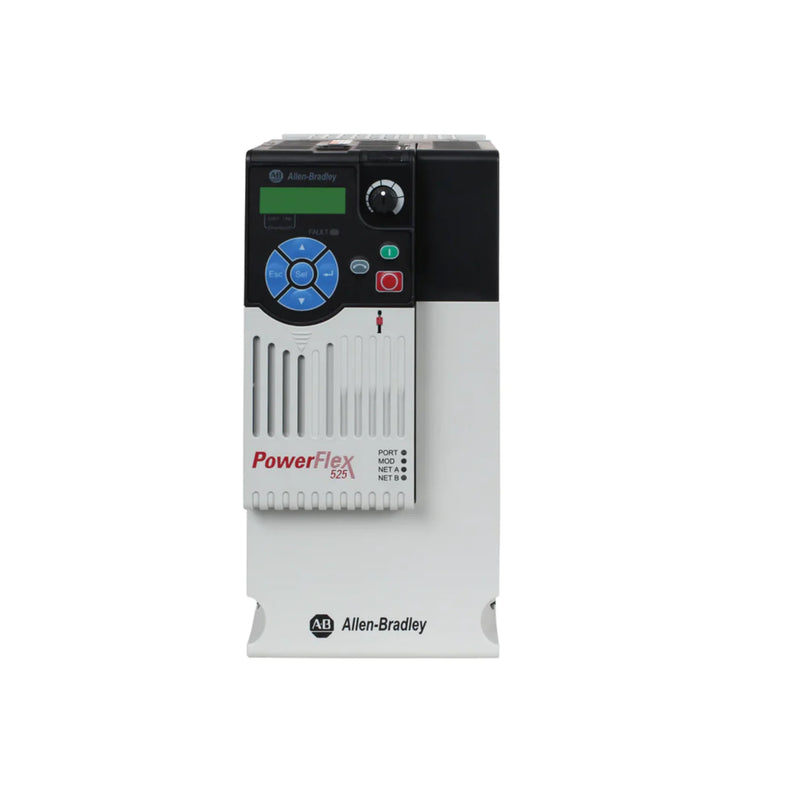 Inversor Allen-Bradley 25B-E9P9N104 PowerFlex 525, controle de motor eficiente com EtherNet/IP e recursos de segurança.