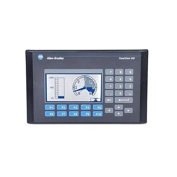 Terminal Allen-Bradley 2711-B5A8 PanelView 500 com LCD monocromático e touchscreen para automação industrial.