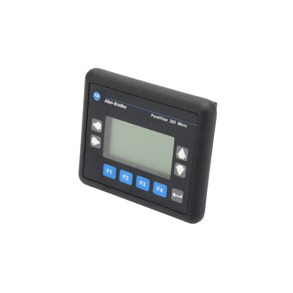 Interface IHM PanelView 300 Micro Allen-Bradley com display monocromático e porta de comunicação RS-232/DH-485.