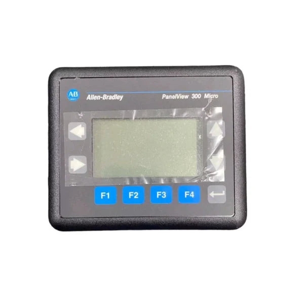 Interface Allen-Bradley PanelView 300 Micro com tela monocromática e entrada por teclado para controle e monitoramento.