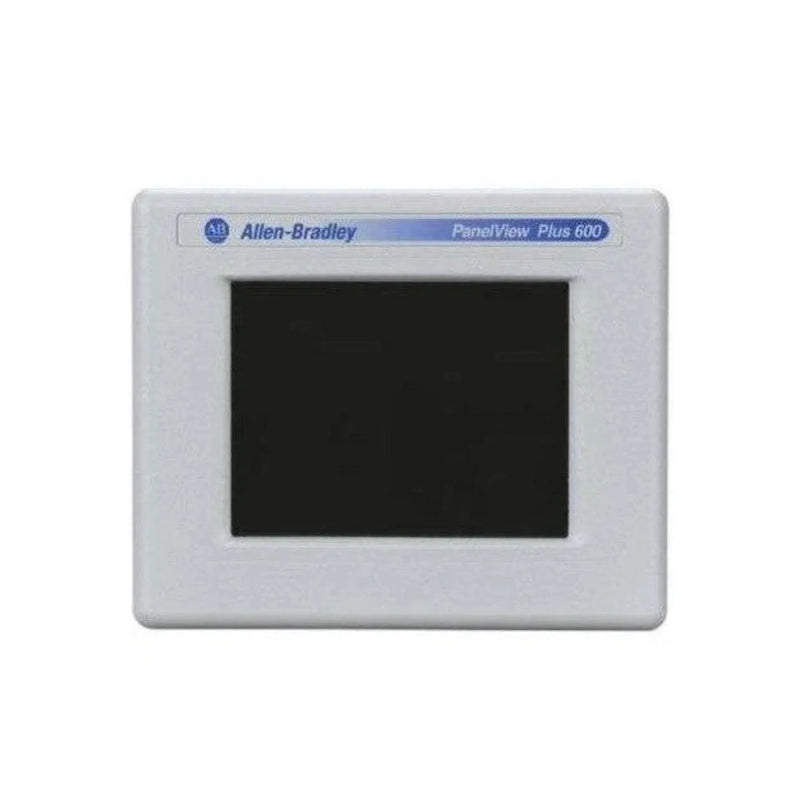 Terminal TFT Allen-Bradley PanelView Plus 600, 5,5 pol, tela touch, comunicação RS-232, alimentação DC.