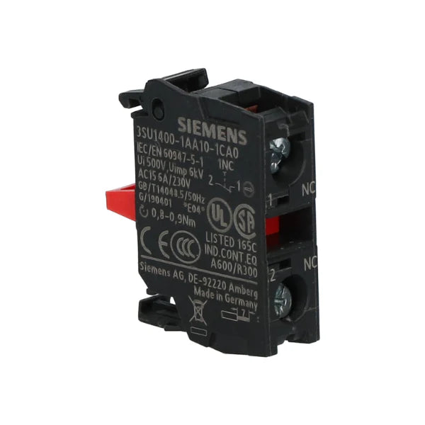 Acionador verde Siemens 3SU1400-1AA10-1CA0, 22mm, painel industrial, confiável e duradouro.