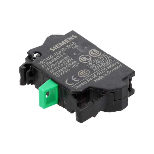 Botão Siemens 3SU1400 iluminado para controle industrial e melhor visibilidade do operador em máquinas.