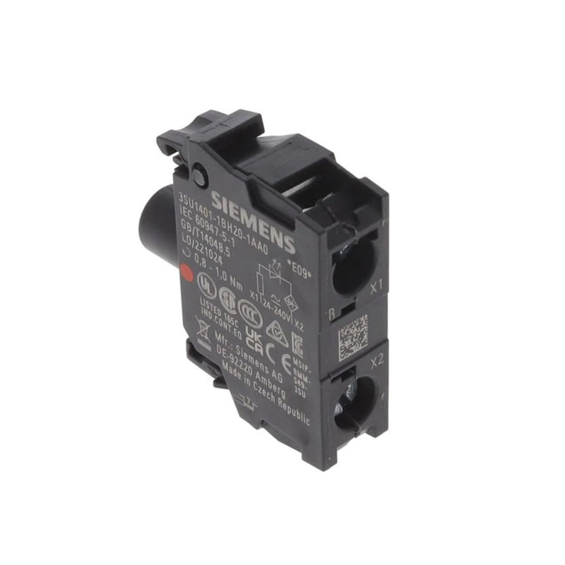 Botão Siemens 3SU1401-1BH20-1AA0 amarelo de 22mm iluminado para painéis de controle industrial.