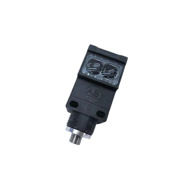 Sensor fotoelétrico Allen-Bradley para detecção precisa com saída NPN/PNP, extensão de 3,04m e faixa de tensão ampla.