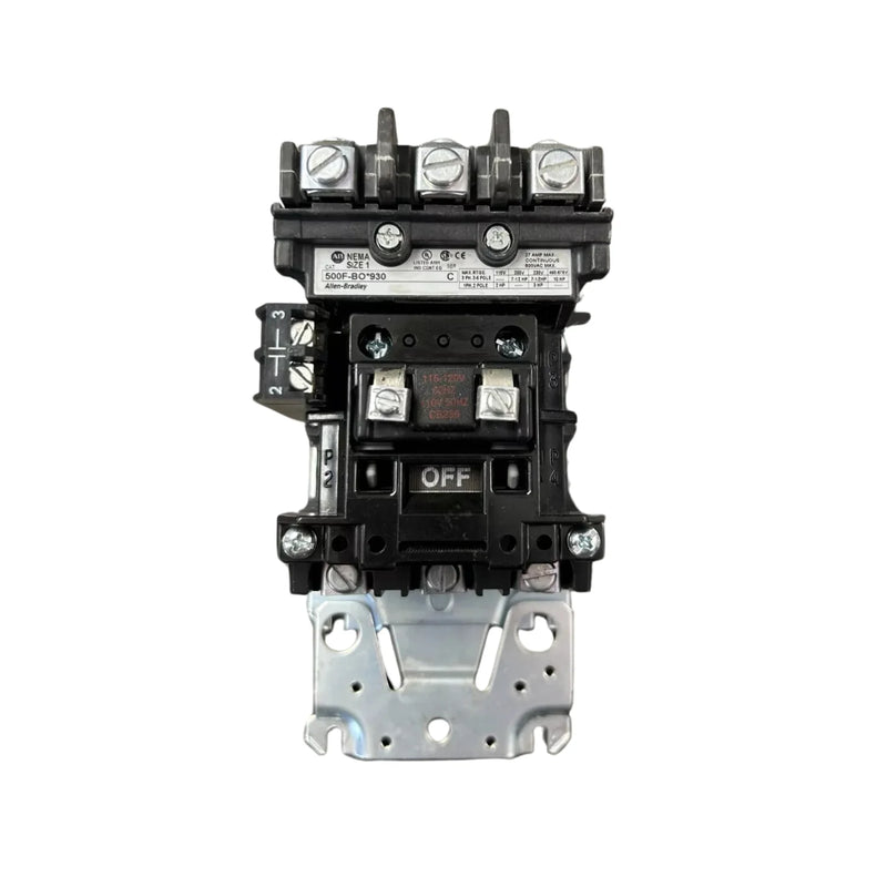 Contator Allen Bradley 500F-BOD930, controle confiável, 27A, 3 polos, versatilidade em sistemas industriais.