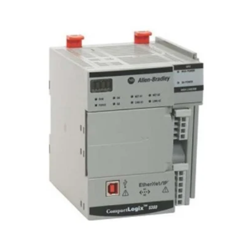 Controlador Allen-Bradley 5069-L306ER CompactLogix 5380, memória 1MB, portas Ethernet 1 Gb duplas, suporta 30 nós e 16 I/O locais.