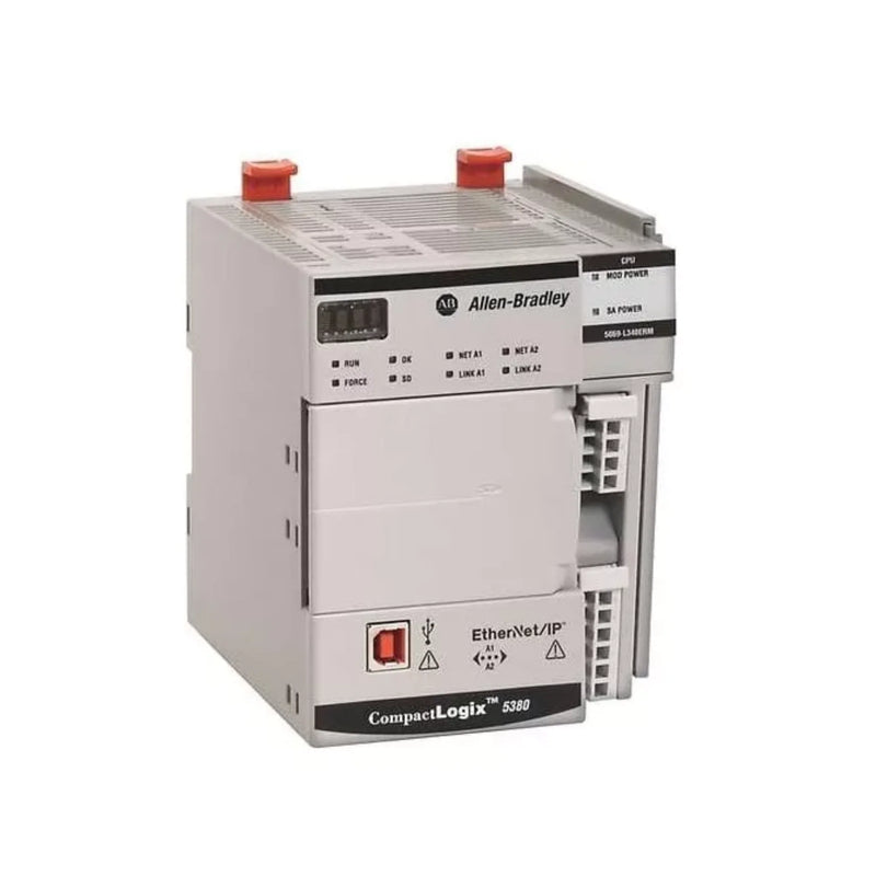 Controlador Allen-Bradley 5069-L330ERM, memória 3MB, controle de até 16 eixos, suporta 31 módulos I/O locais.