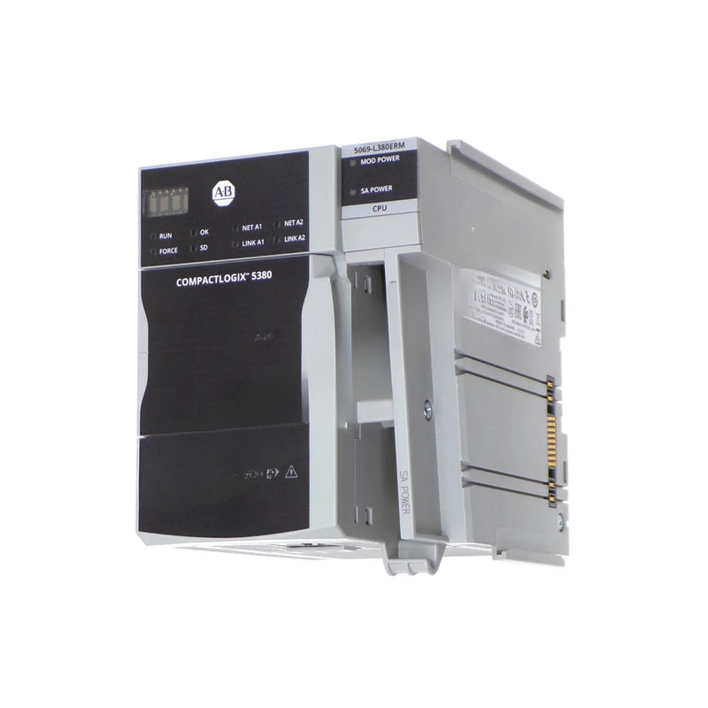 Controlador CompactLogix 5069-L380ERM, Allen-Bradley, com Ethernet e controle avançado de movimento para automação.