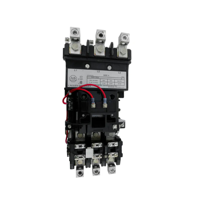 Acionador Allen-Bradley 509-DOD NEMA, bobina 120V, tipo aberto, com proteção contra sobrecarga térmica.