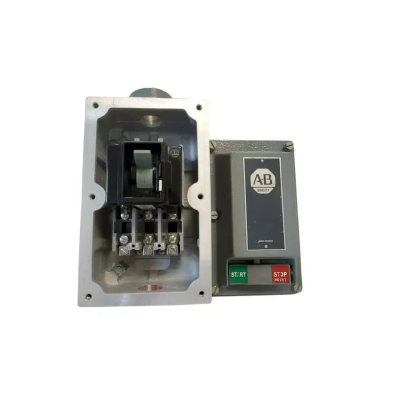 Interruptor manual Allen-Bradley 609-BEW para motores trifásicos em caixa robusta NEMA para ambientes industriais.