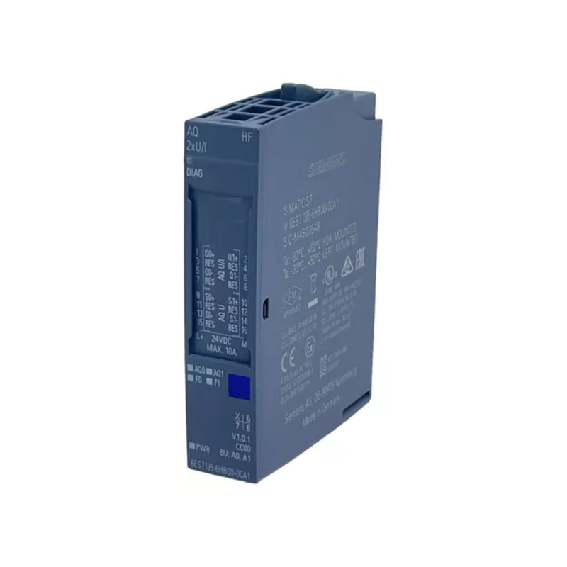 Módulo de saída analógica Siemens 6ES7135-6HB00-0CA1, ideal para automação industrial com alta precisão.