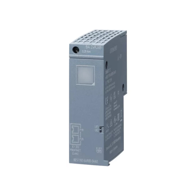 Base Siemens 6ES7193-6AR00-0AA0 ET 200SP, padrão, montagem em trilho DIN.