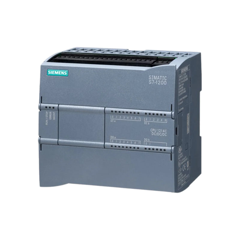 Controlador Siemens 6ES7215-1HG40-0XB0, CPU S7-1200, memória de 100 KB, interface PROFINET para processos industriais.