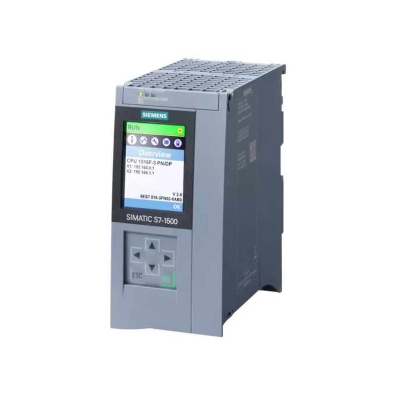 CPU 1516-3 PN/DP Siemens SIMATIC S7-1500, ideal para automação industrial avançada e comunicação integrada.