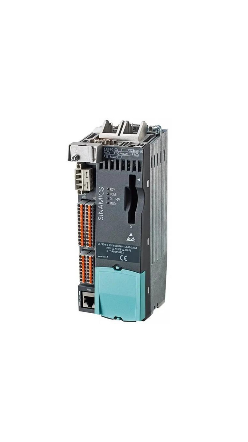 Controle Siemens 6SL3040-1LA01-0AA0 CU310-2 PN com PROFINET para movimento de eixo único.