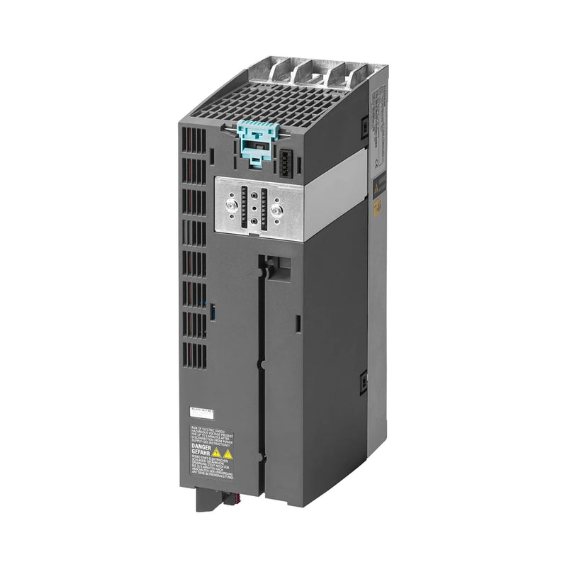 Módulo de potência Siemens para controle de motor industrial, alta eficiência e frenagem regenerativa integrada.