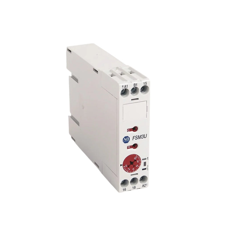 Relé Allen Bradley 700-FSM3UU23, temporizador multifunção industrial, tensão 24-240V AC/DC, SPDT, alta performance.