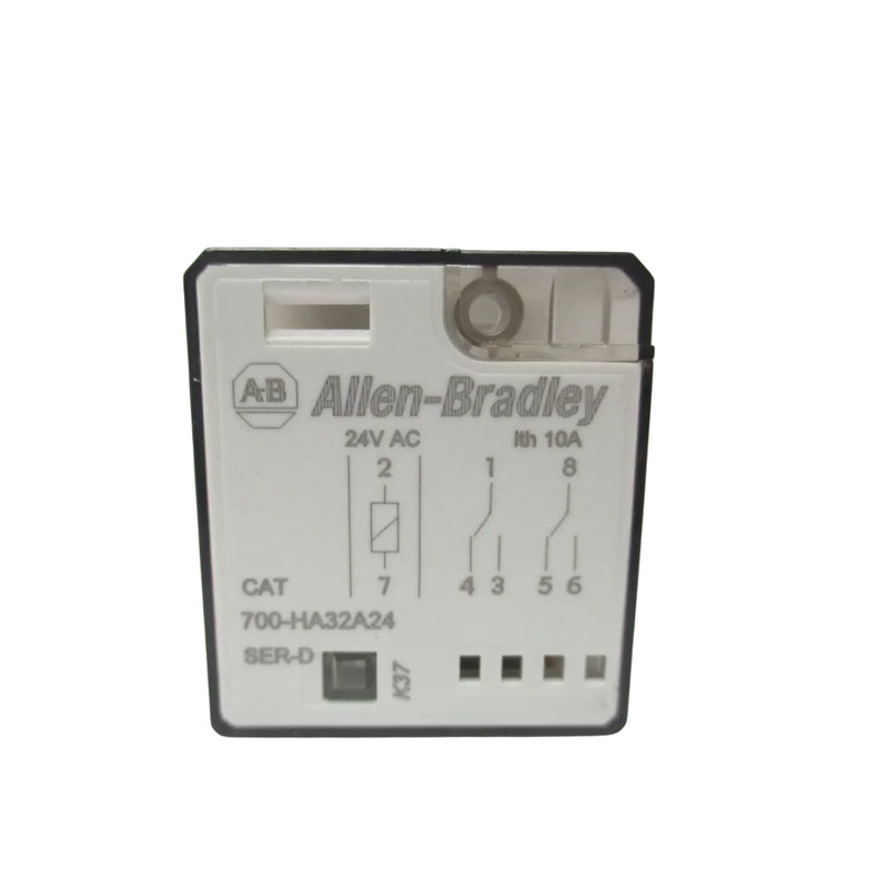 Relé Allen-Bradley 700-HA32A24 de uso geral com bobina 24V AC e configuração DPDT para aplicações industriais.