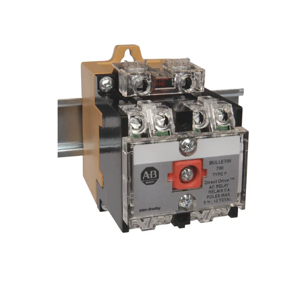 Relé de controle industrial Allen-Bradley 700-P400A1 com 4 contatos, montagem fácil e durável para automação.
