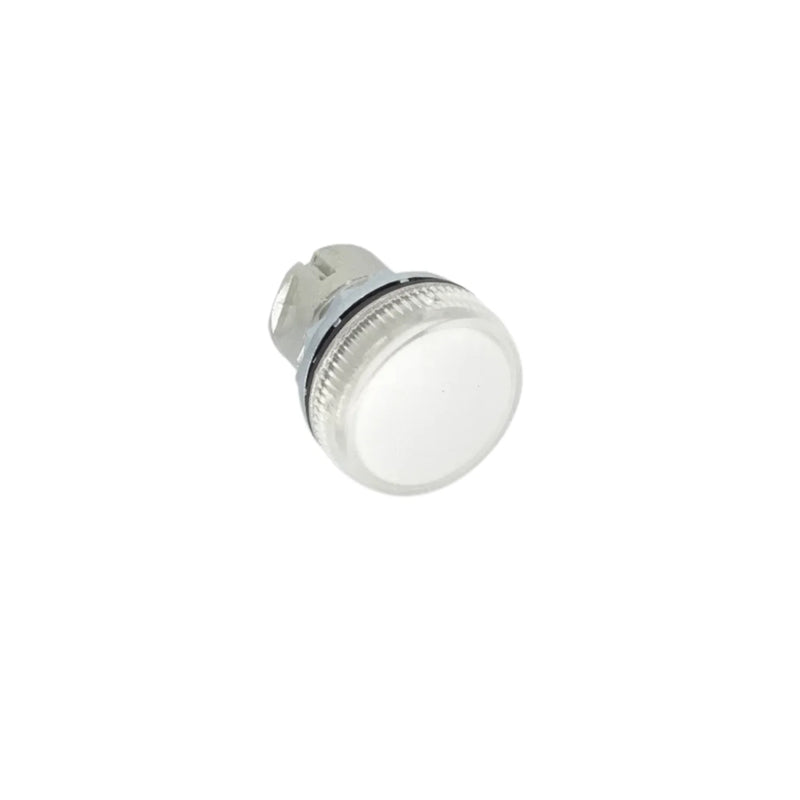 Luz piloto Allen-Bradley 800F para controle industrial, lente transparente, carcaça metálica.