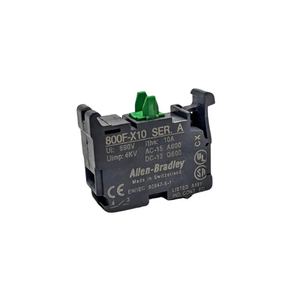Bloco de contato 22mm com 1 normalmente aberto, terminais de parafuso, 690V AC, 10A.