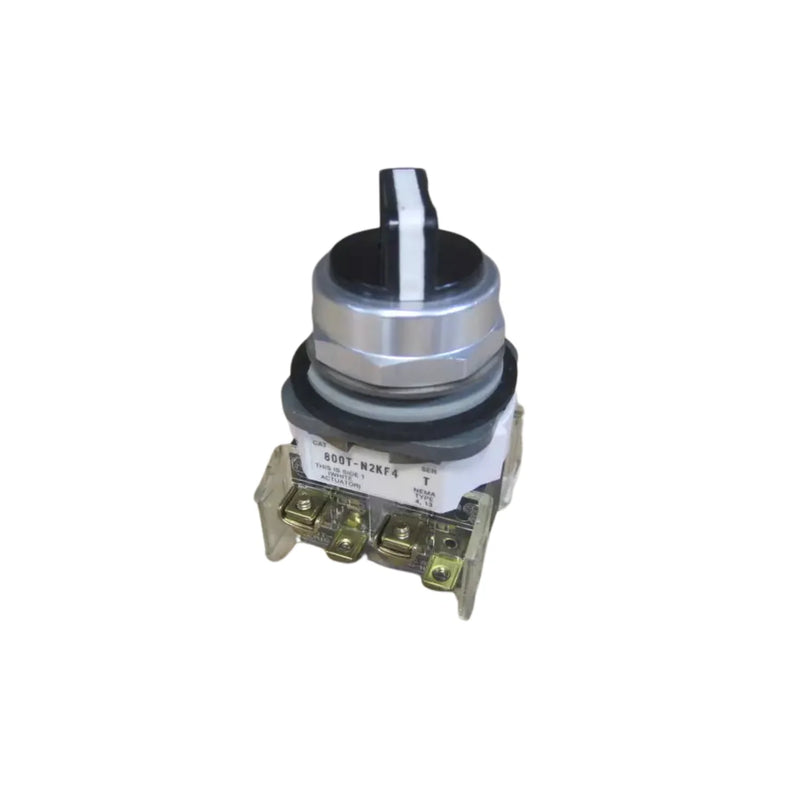 Chave seletora Allen-Bradley 800T-N2KF4B de 4 posições com botão branco, operação mantida, classificação Tipo 4/13.