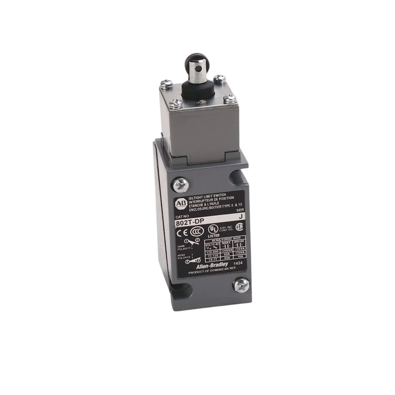 Chave de limite Allen-Bradley 802T-DP, construção robusta e durável com NEMA 4/13, design plug-in para instalação fácil.