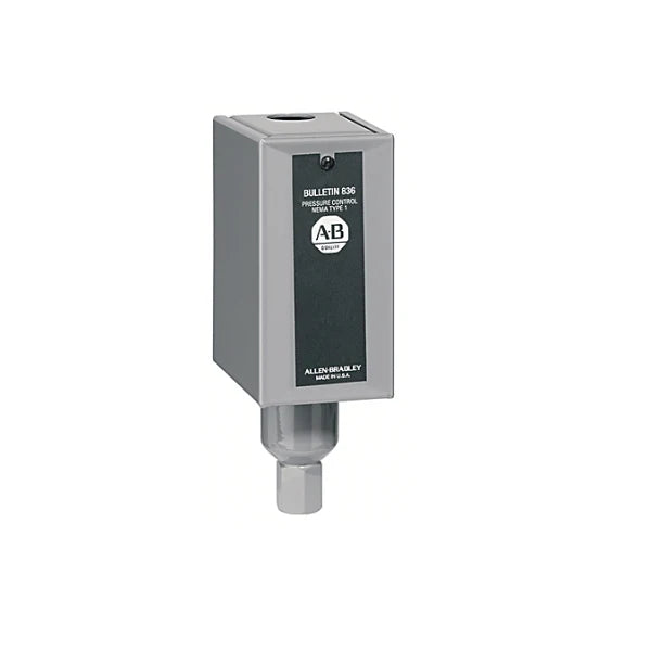 Controlador de pressão 836-C7: 150 PSI, fole de cobre externo, contatos SPDT para aplicações industriais.