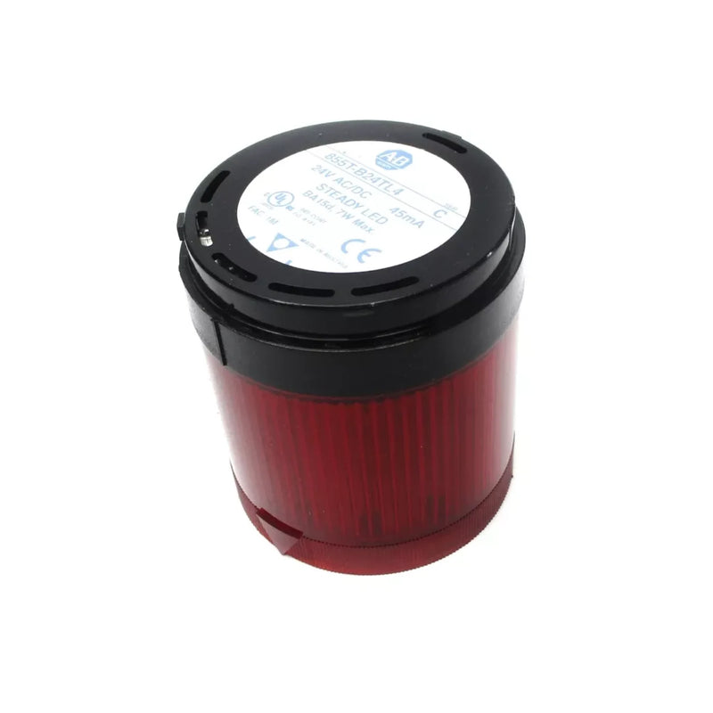 Luz de Torre Allen-Bradley preta, LED vermelho, 24V AC/DC, montagem segura.