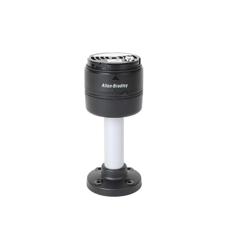 Luz de torre Allen-Bradley 856T-B24P10C de 70mm, base de poste de 10cm, operação 24V AC/DC, invólucro preto, IP66.