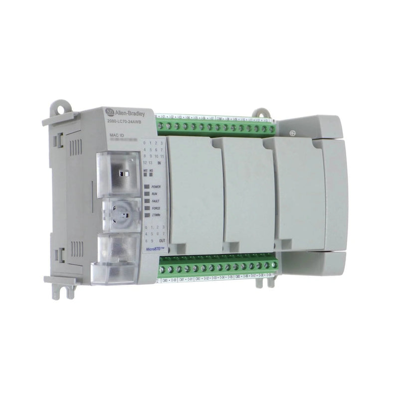 PLC Micro870 Allen-Bradley 2080-LC70-24AWB, 14 entradas AC, 10 saídas de relé, 24V DC, com comunicação EtherNet/IP